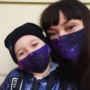 Марлевые маски детская и взрослая Adam Stork Blue Stars