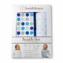 Набор пеленок фланель/тонкая SwaddleDesigns Swaddle Duo Navy Dots Duo