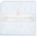 Фланелевая пеленка для новорожденного SwaddleDesigns Слоники с птичками голубая
