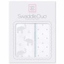 Набор пеленок фланель/тонкая SwaddleDesigns Swaddle Duo PB Elephant/Chickies