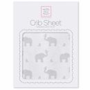 Простынь детская SwaddleDesigns Fitted Crib Sheet PB Elephant & Chickie