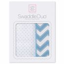 Набор пеленок фланель/тонкая SwaddleDesigns Swaddle Duo Blue Classic Chevron