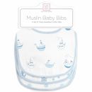 Слюнявчики из муслина 3 штуки голубые Blue Ships Ahoy