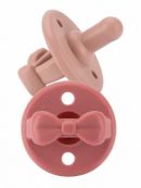 Itzy Ritzy (США) Пустышки цельносиликоновые для девочек 0-6, 6-18 Розовая/Темно розовая