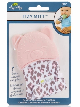 Itzy Ritzy (США) Прорезыватель рукавичка силиконовый на руку Леопард розовый