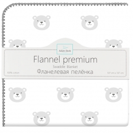 Фланелевая пеленка Adam Stork Premium Cotton Gray Bears