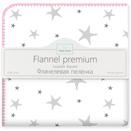 Фланелевая пеленка Adam Stork Premium Cotton Pink Stars