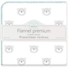 Фланелевая пеленка Adam Stork Premium Cotton Turquoise Bears