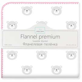 Фланелевая пеленка Adam Stork Premium Cotton Pink Bears