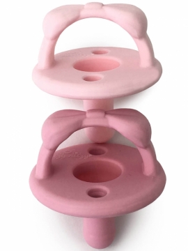 Itzy Ritzy (США) Пустышки соски силиконовые для девочек 0-6, 6-18 Розовая/Бледно розовая