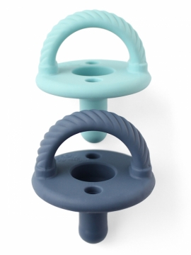 Itzy Ritzy (США) Пустышки для новорожденных 0-6, 6-18 силиконовые Navy/Robin's Egg