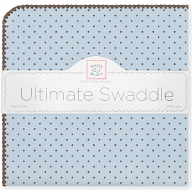 Фланелевая пеленка для новорожденного SwaddleDesigns Blue w/BR Dot