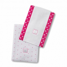 Полотенчики SwaddleDesign Baby Burpie Set Lt. Hearts Fuchsia