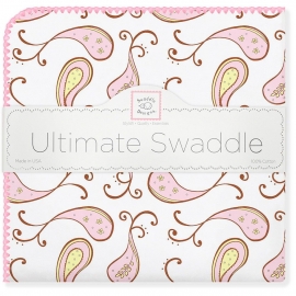 Фланелевая пеленка для новорожденного SwaddleDesigns Pink Paisley