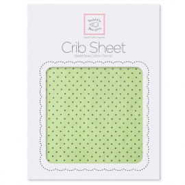 Детская простынь Fitted Crib Sheet Lime w/BR Dots