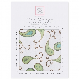 SwaddleDesigns (США) Простыня 140х70 на резинке детская фланелевая Kiwi Paisley
