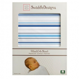 Простынь детская SwaddleDesigns Fitted Crib Sheet True Blue Stripe
