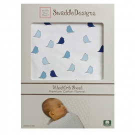 Простынь детская SwaddleDesigns Fitted Crib Sheet TB Lt. Chickies