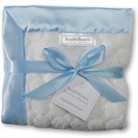 Плед детский SwaddleDesigns Stroller Blanket Ivory Puff w/Blue