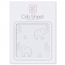 Простынь детская SwaddleDesigns Fitted Crib Sheet SB Sterling Deco Elephants