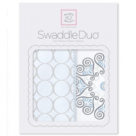 Набор пеленок фланель/тонкая SwaddleDesigns Swaddle Duo Blue Mod Medallion