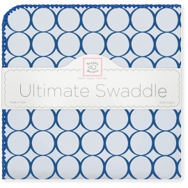 Фланелевая пеленка для новорожденного SwaddleDesigns Кружки - голубой