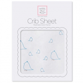 Детская простынь Fitted Crib Sheet Blue Chickies