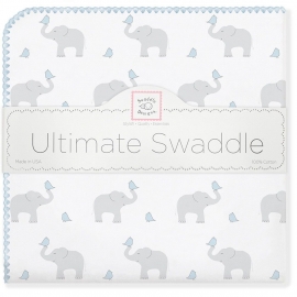 Фланелевая пеленка для новорожденного SwaddleDesigns PB Elephants/Chicks