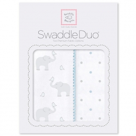Набор пеленок фланель/тонкая SwaddleDesigns Swaddle Duo PB Elephant/Chickies
