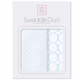 Набор пеленок фланель/тонкая SwaddleDesigns Swaddle Duo PB Dot/Mod Circle