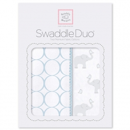 Набор пеленок фланель/тонкая SwaddleDesigns Swaddle Duo PB Elephant & Chickies Mod Duo