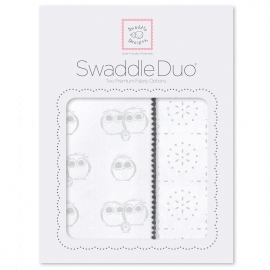 Набор пеленок фланель/тонкая SwaddleDesigns Swaddle Duo Serling Pstl Baby Owls