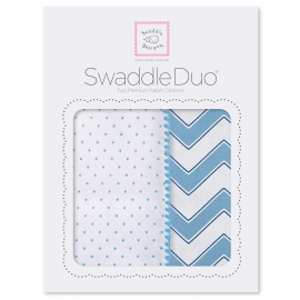 Набор пеленок фланель/тонкая SwaddleDesigns Swaddle Duo Blue Classic Chevron