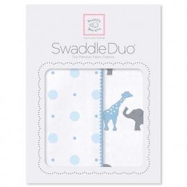 Набор пеленок фланель/тонкая SwaddleDesigns Swaddle Duo Blue Circus Fun