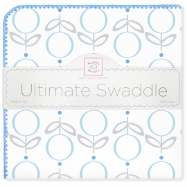 Пеленка фланель для новорожденного SwaddleDesigns Ultimate Lolli Fleur Blue