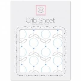 Детская простынь Fitted Crib Sheet Blue Lolli Fleur