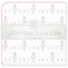 Пеленка фланель для новорожденного SwaddleDesigns Ultimate Garden Bunnie Pink