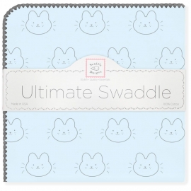 Пеленка фланель для новорожденного SwaddleDesigns Ultimate Bonjour Bunnie Pstl Blue