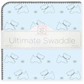 Пеленка фланель для новорожденного SwaddleDesigns Ultimate Gray Doggie Pstl Blue