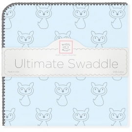Пеленка фланель для новорожденного SwaddleDesigns Ultimate Gray Fox Pstl Blue