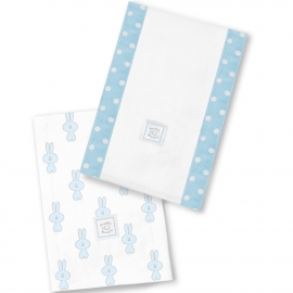 Полотенчики SwaddleDesigns Baby Burpie Set Blue Little Bunnie