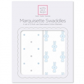 Наборы пеленок Marquisette 2-Pack Pstl Blue Little Bunnie & Dottie Star