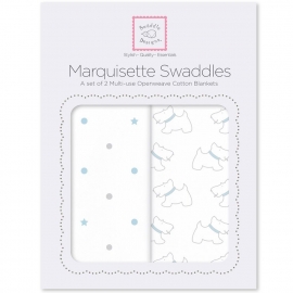 Наборы пеленок Marquisette 2-Pack Pstl Blue Little Doggie & Dottie Star