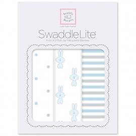 Набор пеленок SwaddleDesigns SwaddleLite Pstl Blue Little Bunnie