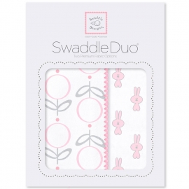 Набор пеленок фланель/тонкая SwaddleDesigns Swaddle Duo Pink Little Bunnie