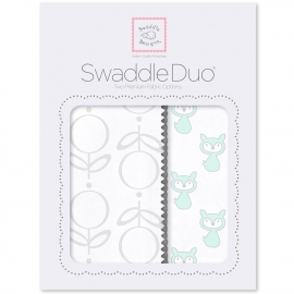 Набор пеленок фланель/тонкая SwaddleDesigns Swaddle Duo SeaCrystal Little Fox