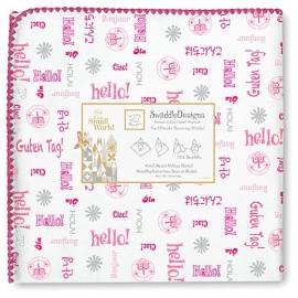 Фланелевая пеленка для новорожденного SwaddleDesigns Pink Hello SW