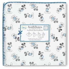 Фланелевая пеленка для новорожденного SwaddleDesigns Blue/Gray Mickey