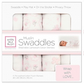 Набор муслиновых пеленок 4 шт. SwaddleDesigns Pink Butterflies& Posies