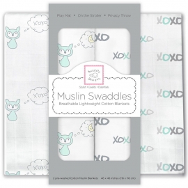 Набор муслиновых пеленок 2 шт. SwaddleDesigns SeaCrystal Fox XOXO